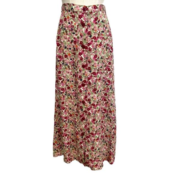 Christopher & Banks Burgundy Floral Rayon Button-Front Midi Skirt Women size 12 - Picture 5 of 11